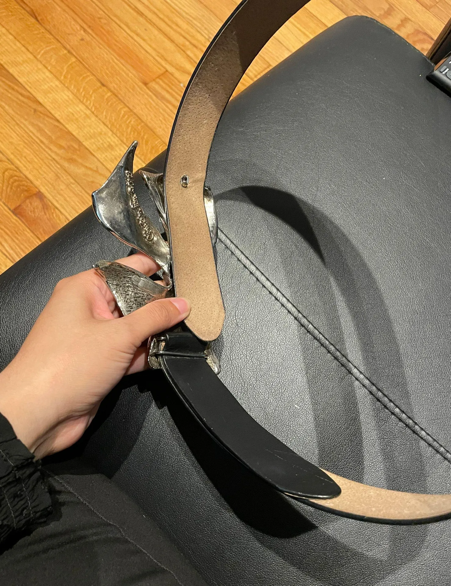 Christopher  Vintage 80’s Bow Buckle Waist Belt Leather - Image 6