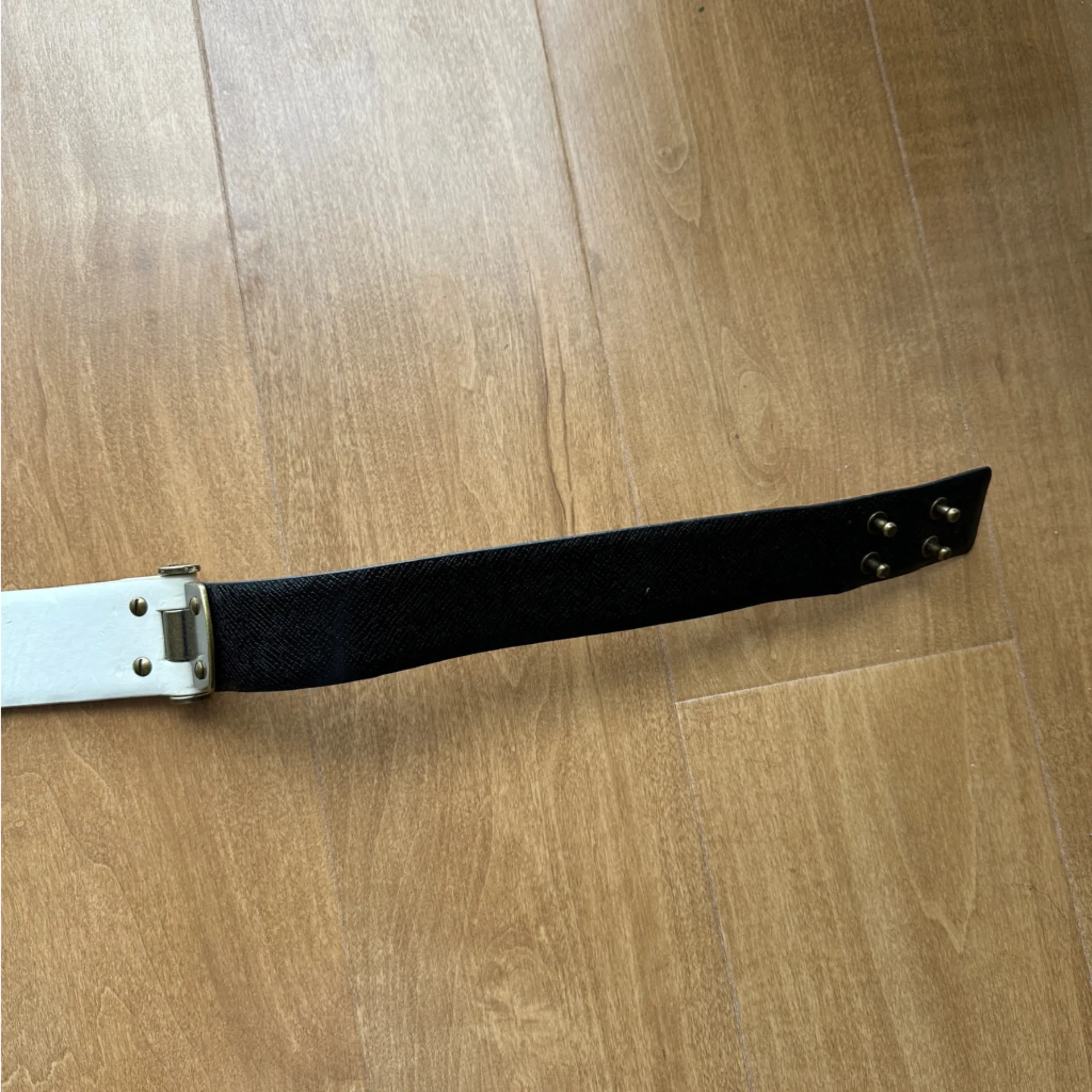 BCBGMaxAzria Hinge-Block Waist Belt, Size Medium, Black/White - Image 6