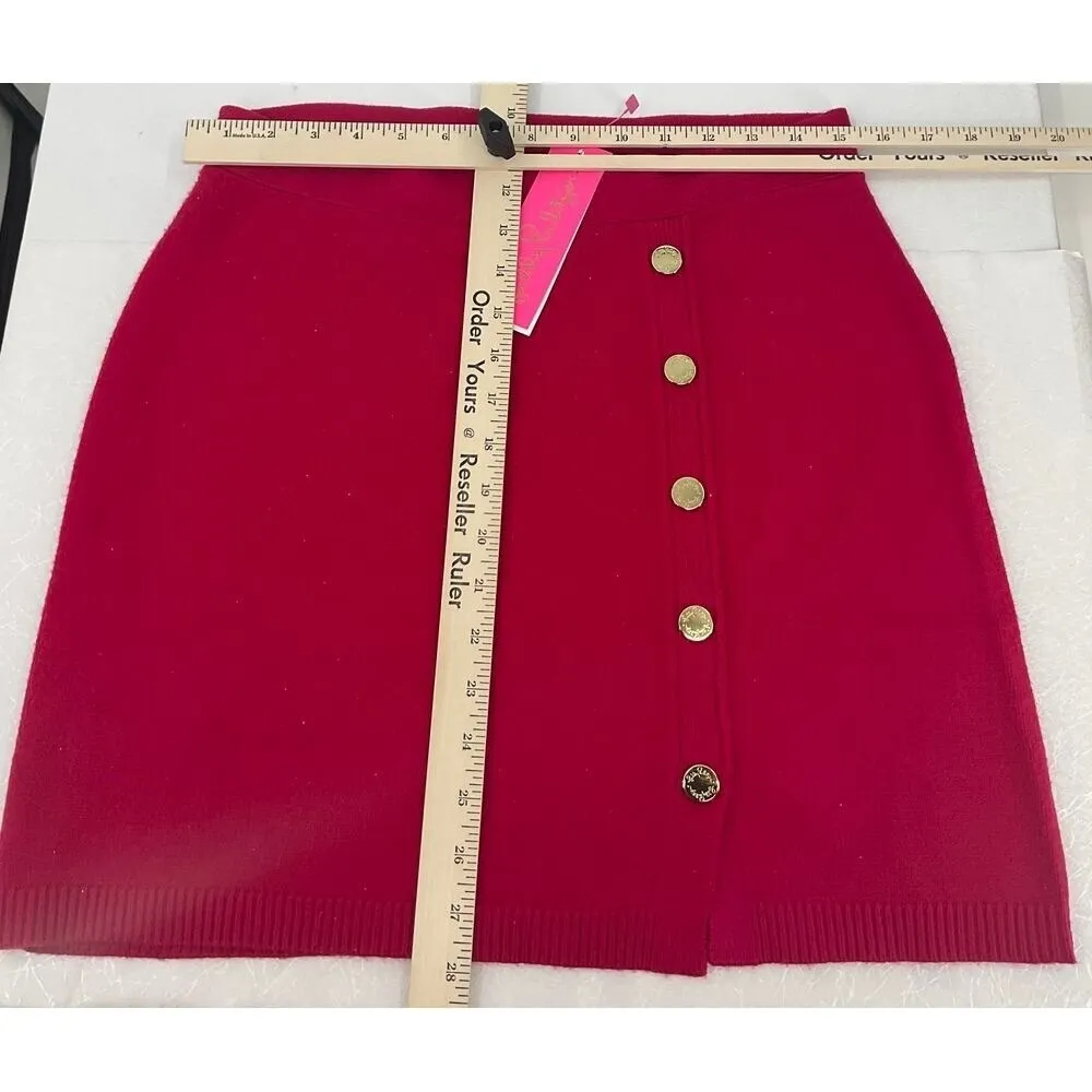 Lilly Pulitzer Knit Skirt Button Detail Embellished‎ Collar Size M #1142 - Image 5
