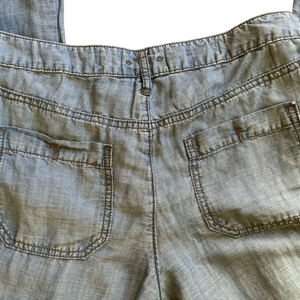 Pilcro Chambray Tencel Linen Wide Leg Pant 28” Mid Rise Pockets - Image 6