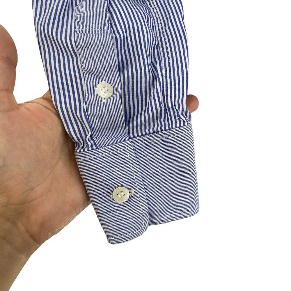 D&G Dolce & Gabbana Womens 40/S Blue and‎ White Stripe Button Down Cotton - Image 3