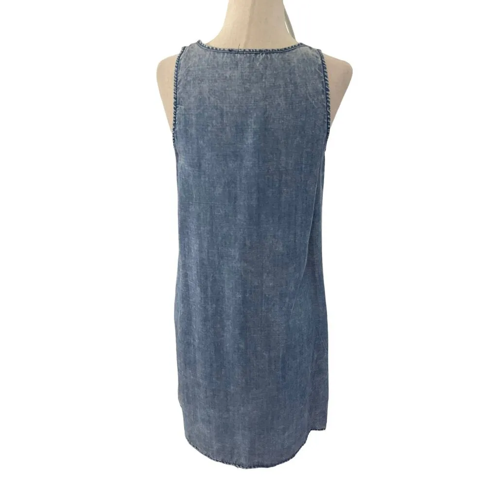 Skies Are Blue Split Crew Sleeveless Blue Dress Women's Size Small | 6-2 - Image 2