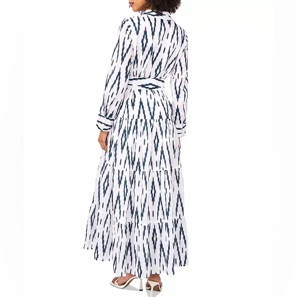 1.STATE Women's Cotton Aztec-Patterned Button-Front Maxi Dress Sz S - Image 6