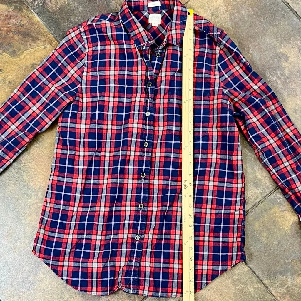J. Crew Boy Fit Plaid Gingham Long Sleeve Medium Red - Image 4