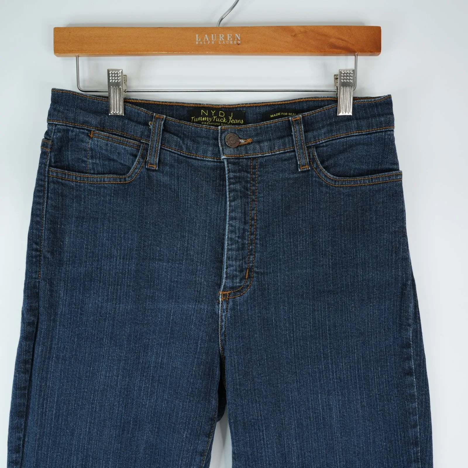 NYDJ Jeans Womens 8 (29x32) Blue Dark Wash Bootcut Stretch High Rise 700 Mom - Image 3