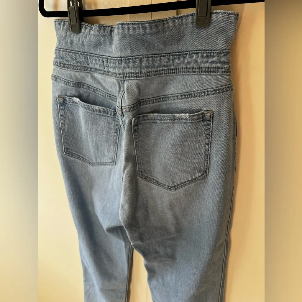 Hollister Crop Women’s Fold Over Waist Denim Ultra High‎ Rise Mom Jeans Size 11s - Image 9