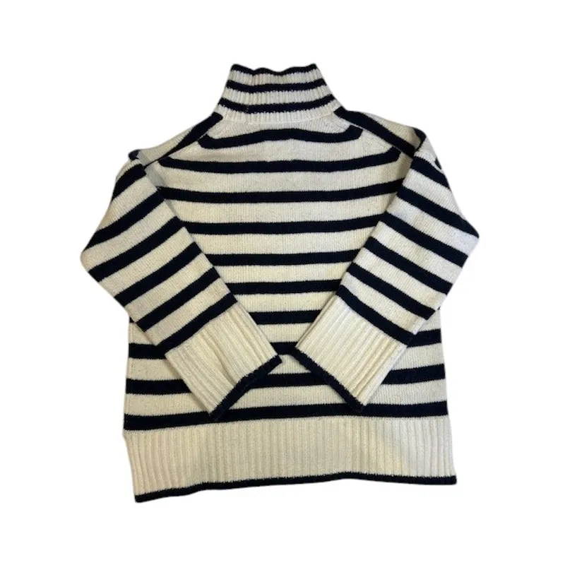 ABERCROMBIE & FITCH Women's Medium Mock Turtle Neck Sweater Navy Stripe Boxy - Image 10