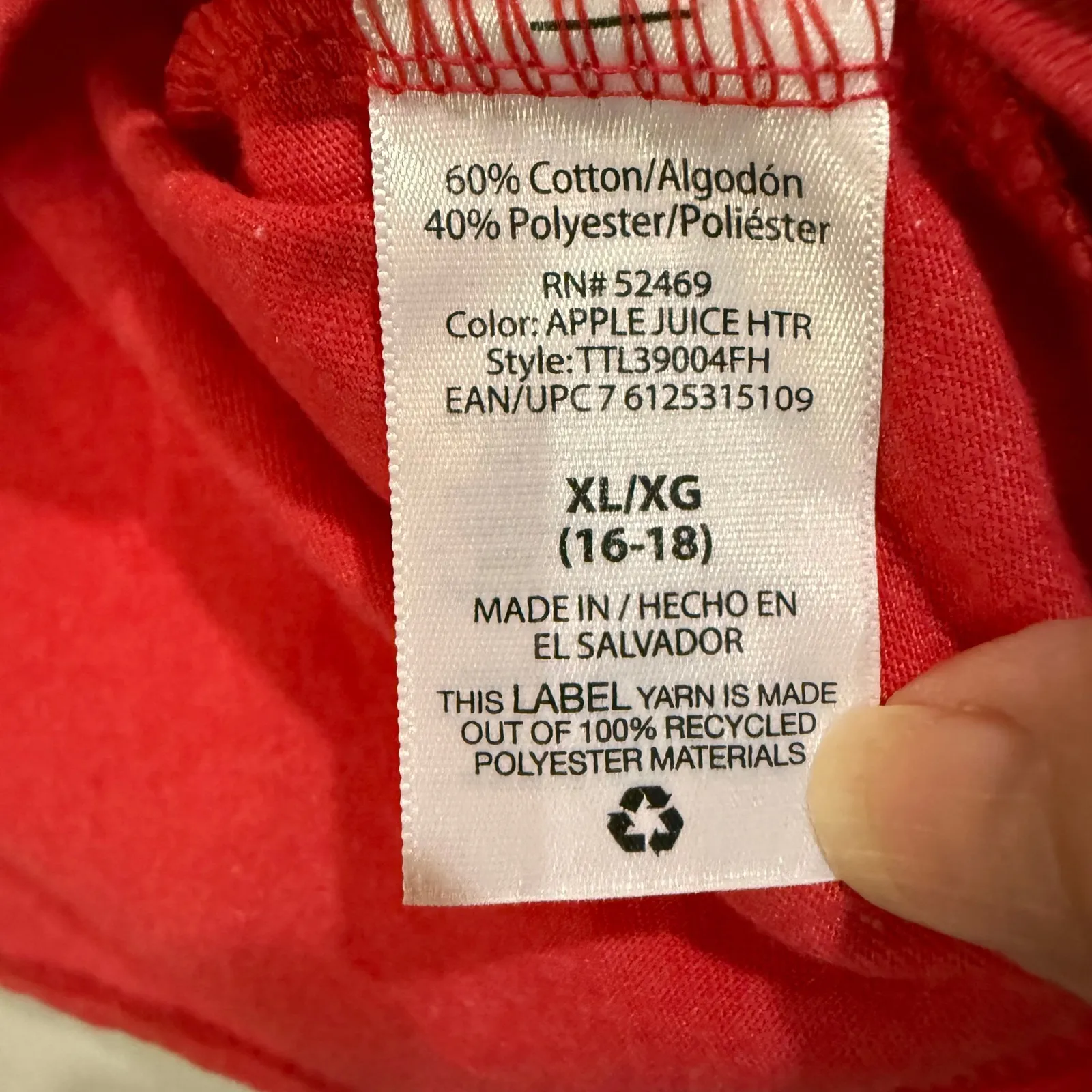 Time and Tru Womens XL Long Sleeve Crew‎ Neck T Shirt Apple Juice HTR Top Red - Image 4