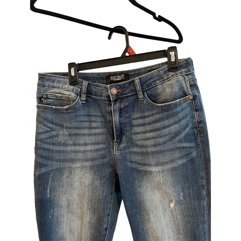 Judy Blue Women's Relaxed Fit Jeans Size 32 Medium Wash Distressed Denim - Image 7