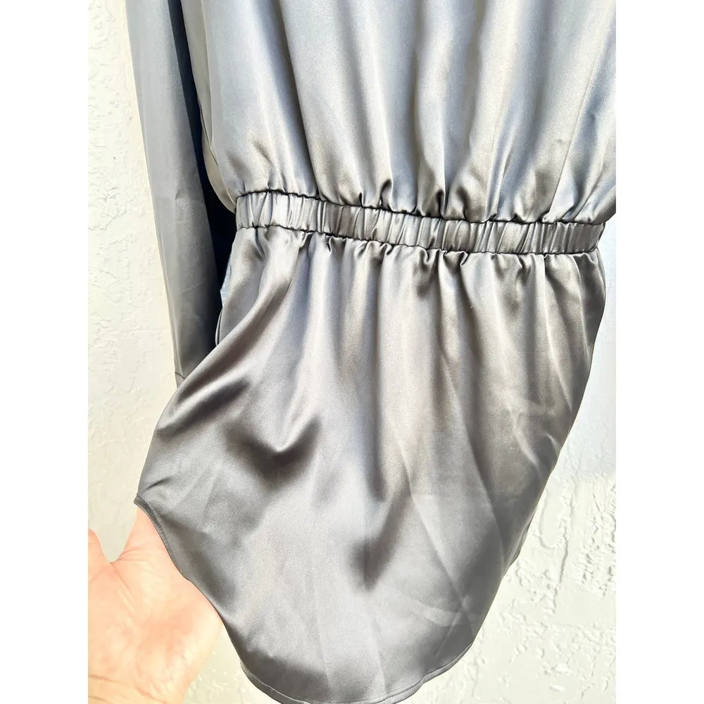 NWT Lioness Long Sleeve Mimi Drape Satin Mini Dress Black Women's Size AU6 / XS - Image 6