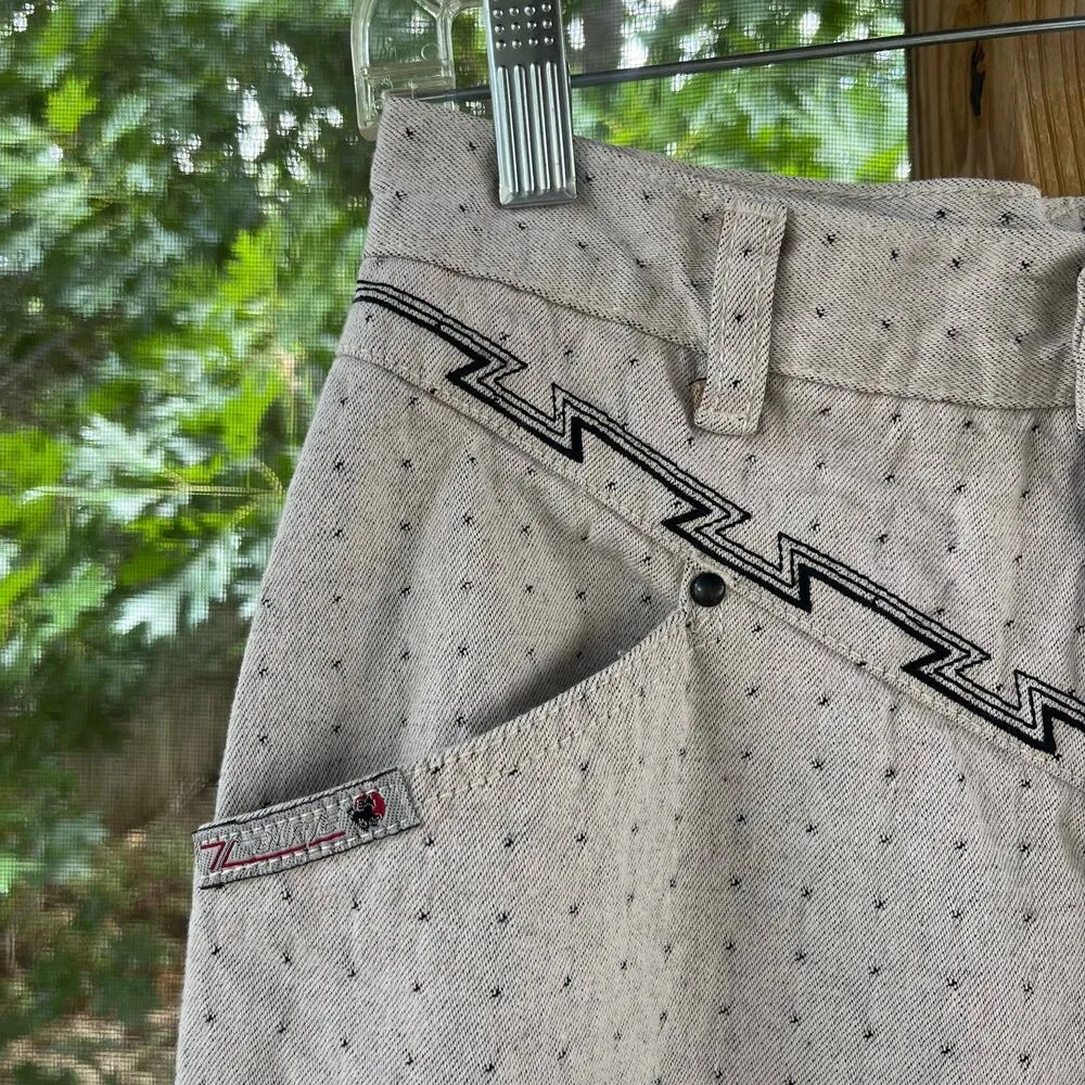 Blaze Women's Vintage Western Jeans Grey Printed Size 7/27 Gray - Image 5