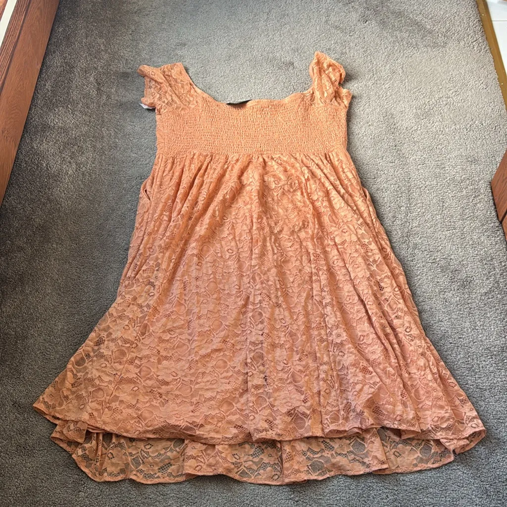 Torrid Peach Bloom Midi Lace Off Shoulder Skater Dress SIZE 3X - Image 6