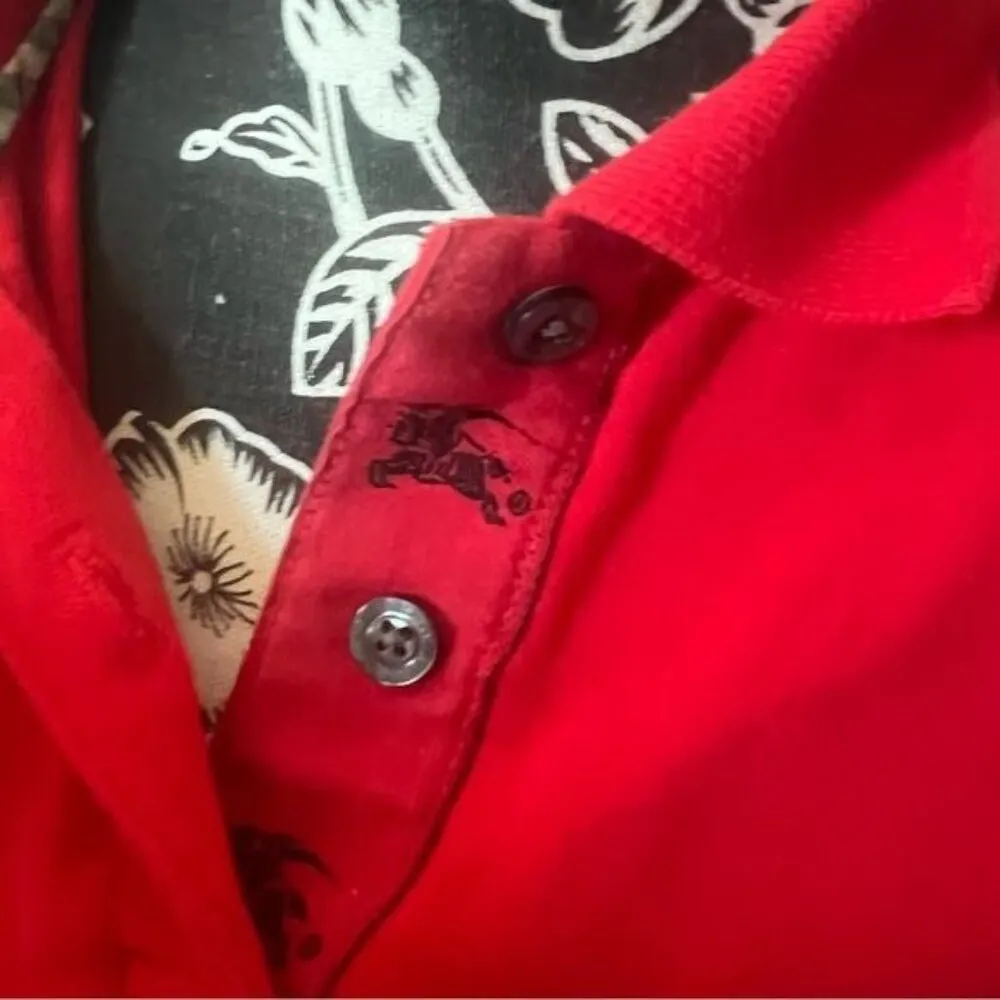Burberry Golf Polo Shirt Top Long Sleeve Red Small - Image 3