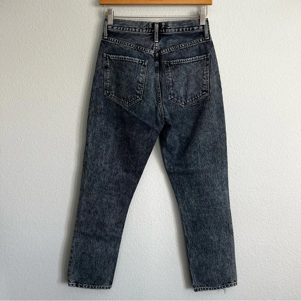 Agolde Riley Cropped High-Rise Straight-Leg Acid Wash Organic Jeans. Size 24 - Image 4