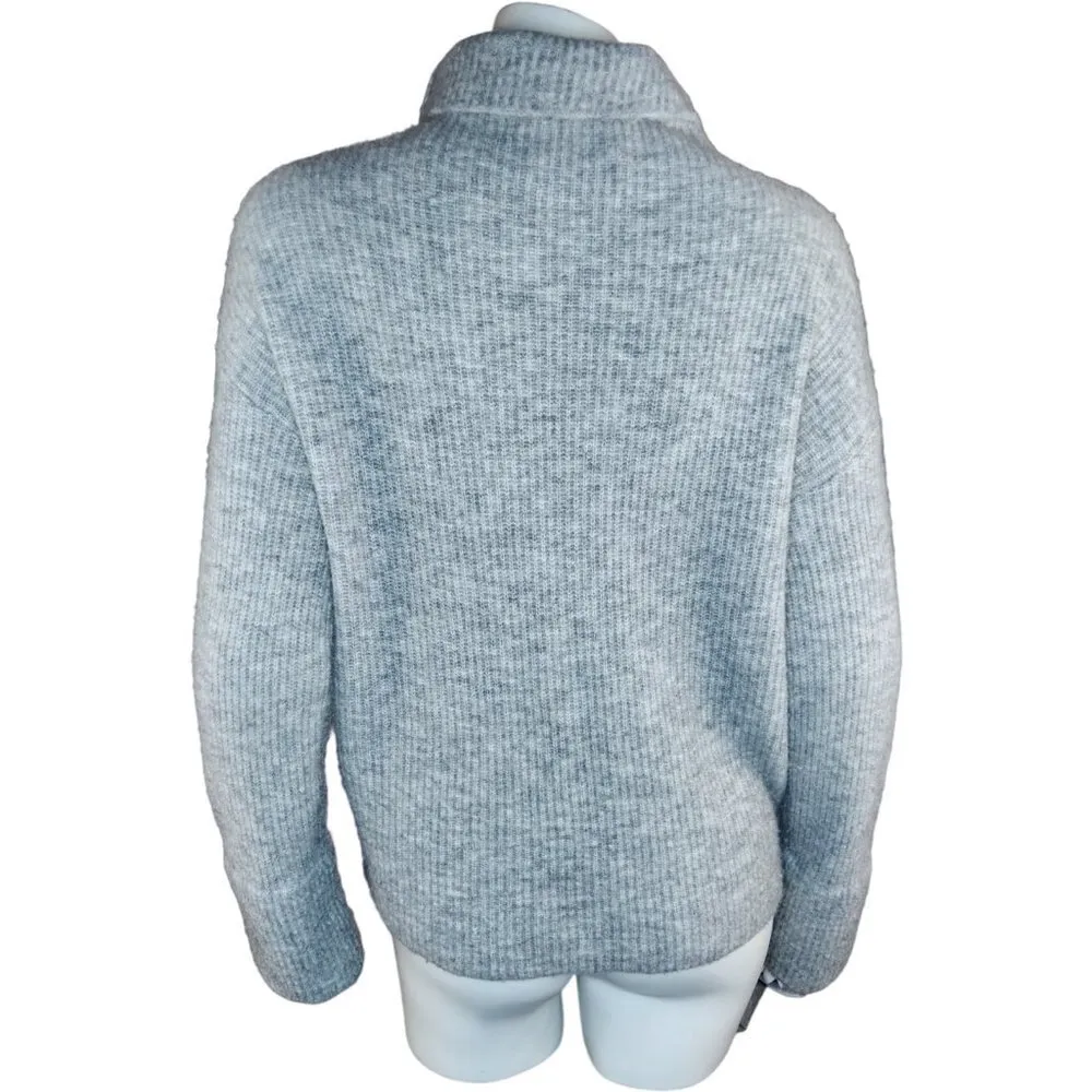 NWOT Nordstrom Signature Womens XS Gray Ribbed Wool Blend Turtle Neck Sweater - Image 7