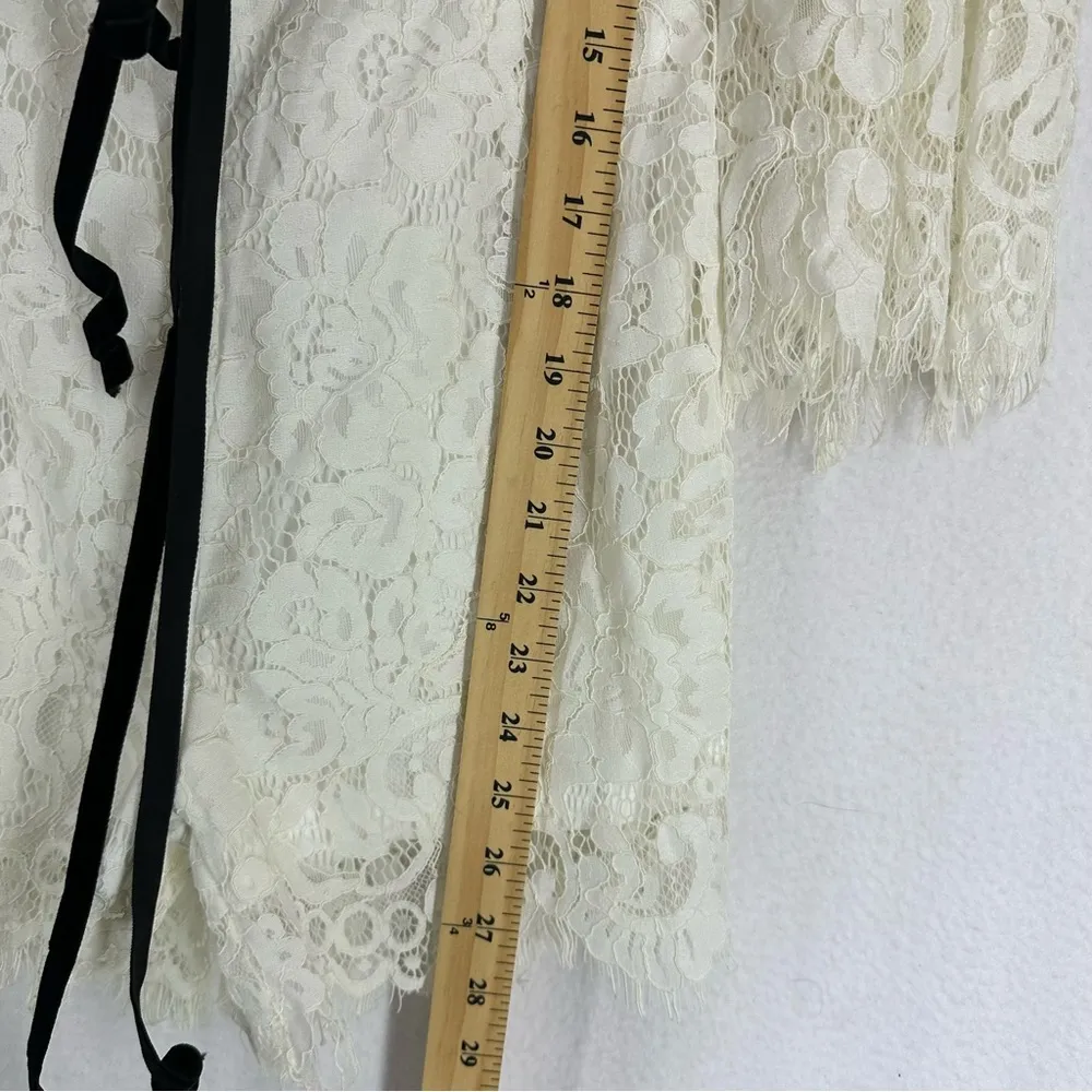 Off The Shoulder Lace Bell Sleeve Romper Womens Small White - Image 5