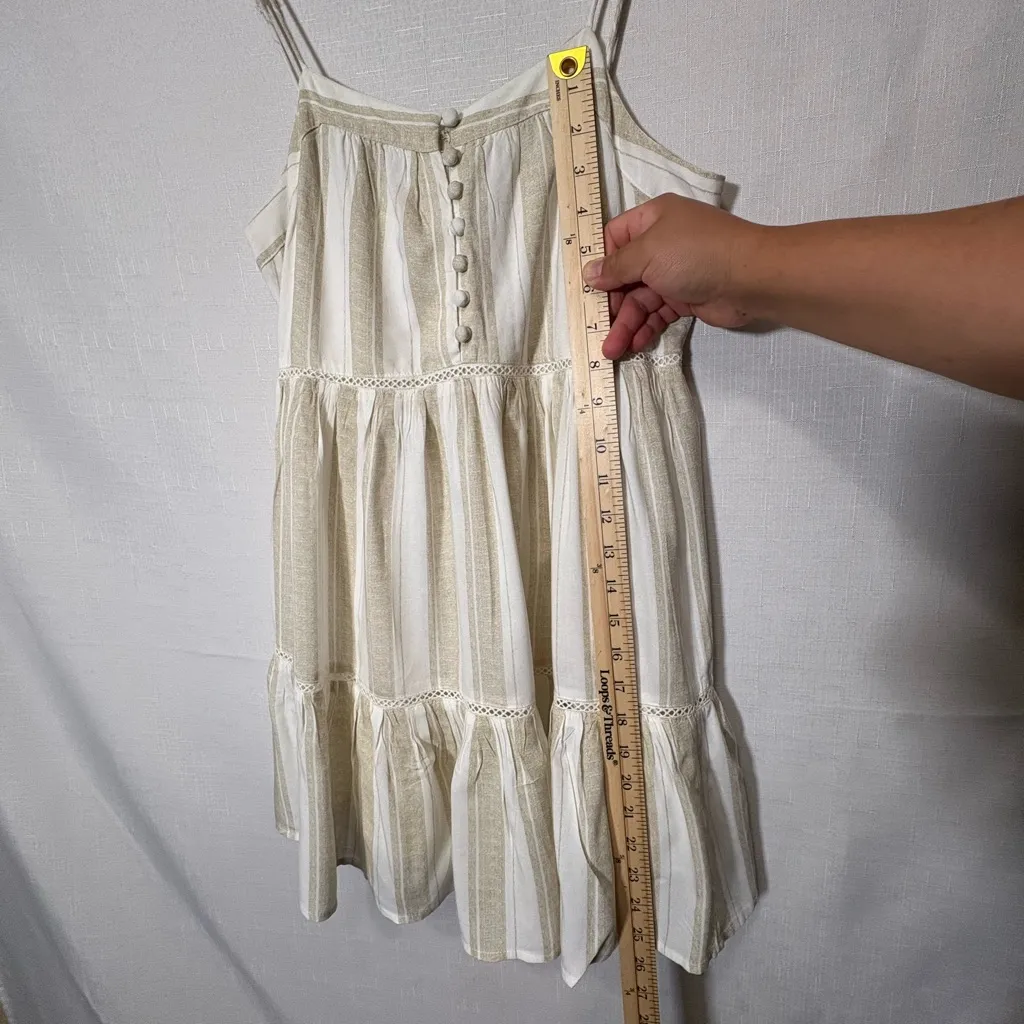 Urban Outfitters Cream and Tan Striped Midi Dress,Size S - Image 6