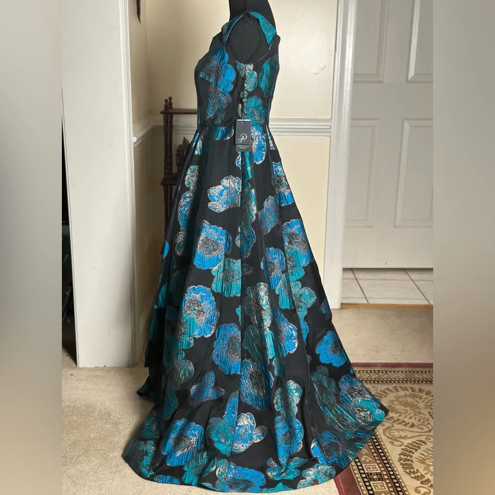 Draped Organza Jacquard Gown - Image 8