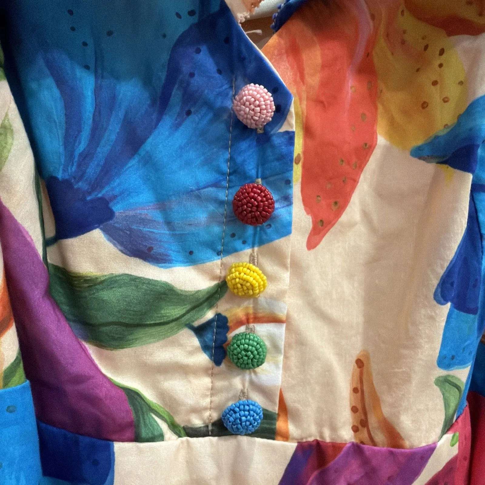 FARM RIO Mary's Garden Frilled Top Midi  Size XS - Image 6