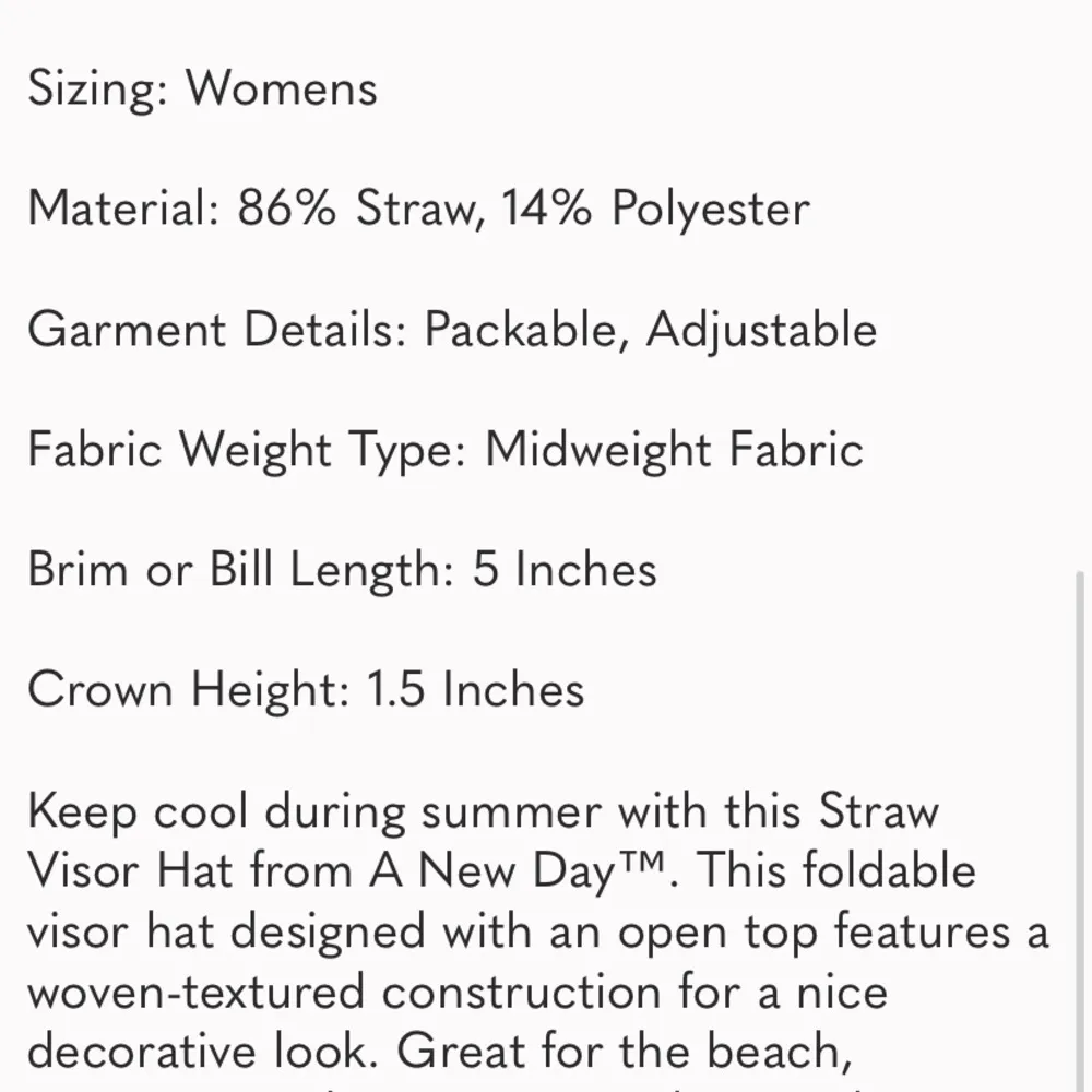 Adjustable Straw visor hat tan natural NWT target packable beach pool - Image 12