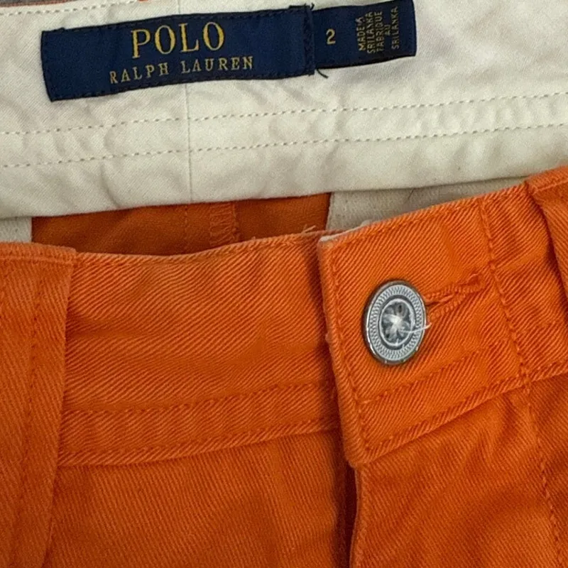 Polo Ralph Lauren Orange Preppy Casual Pony Logo Chino Shorts Size 2 - Image 3
