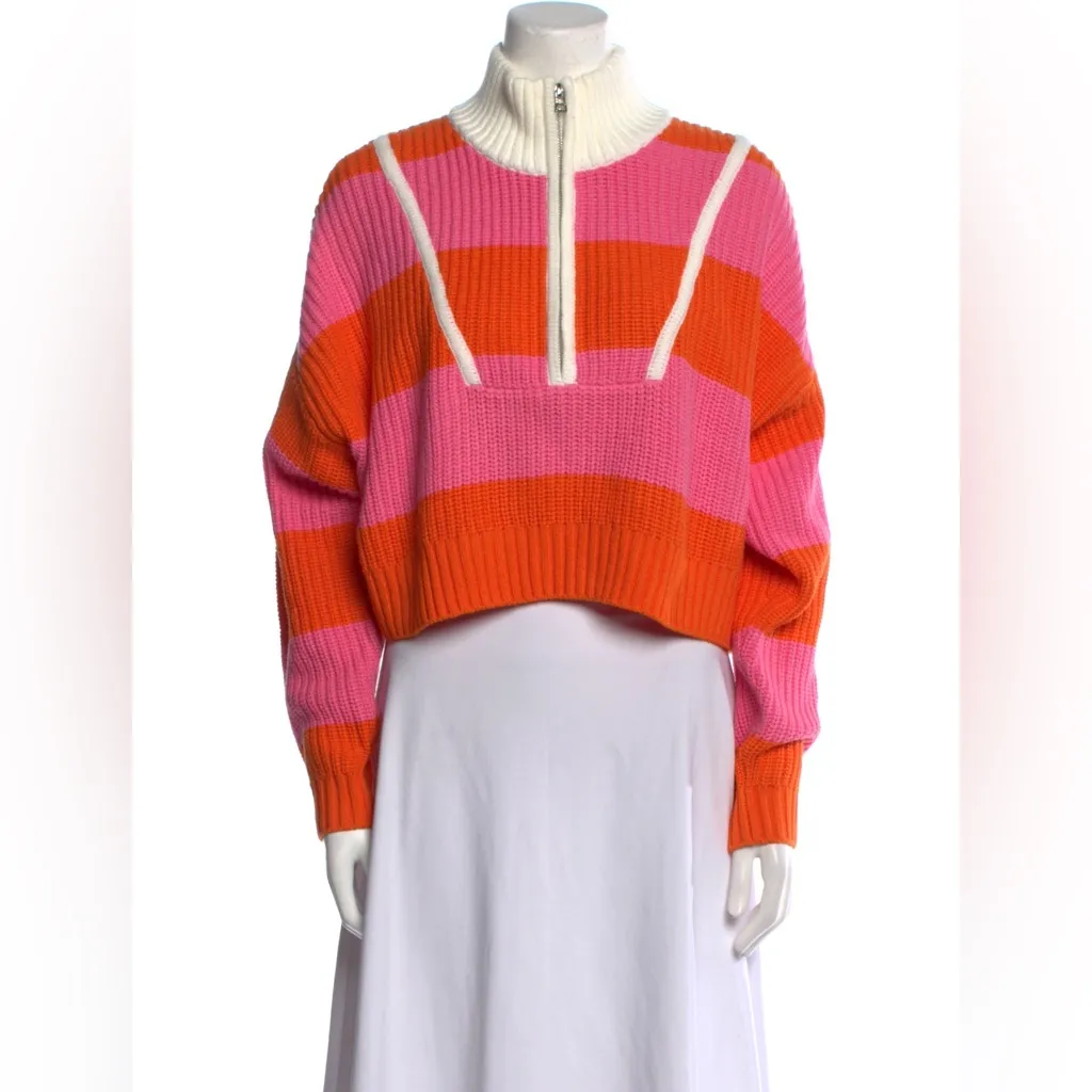 Staud Striped Mock Neck Sweater - Orange Knitwear XS
Colorful Striped - Image 6