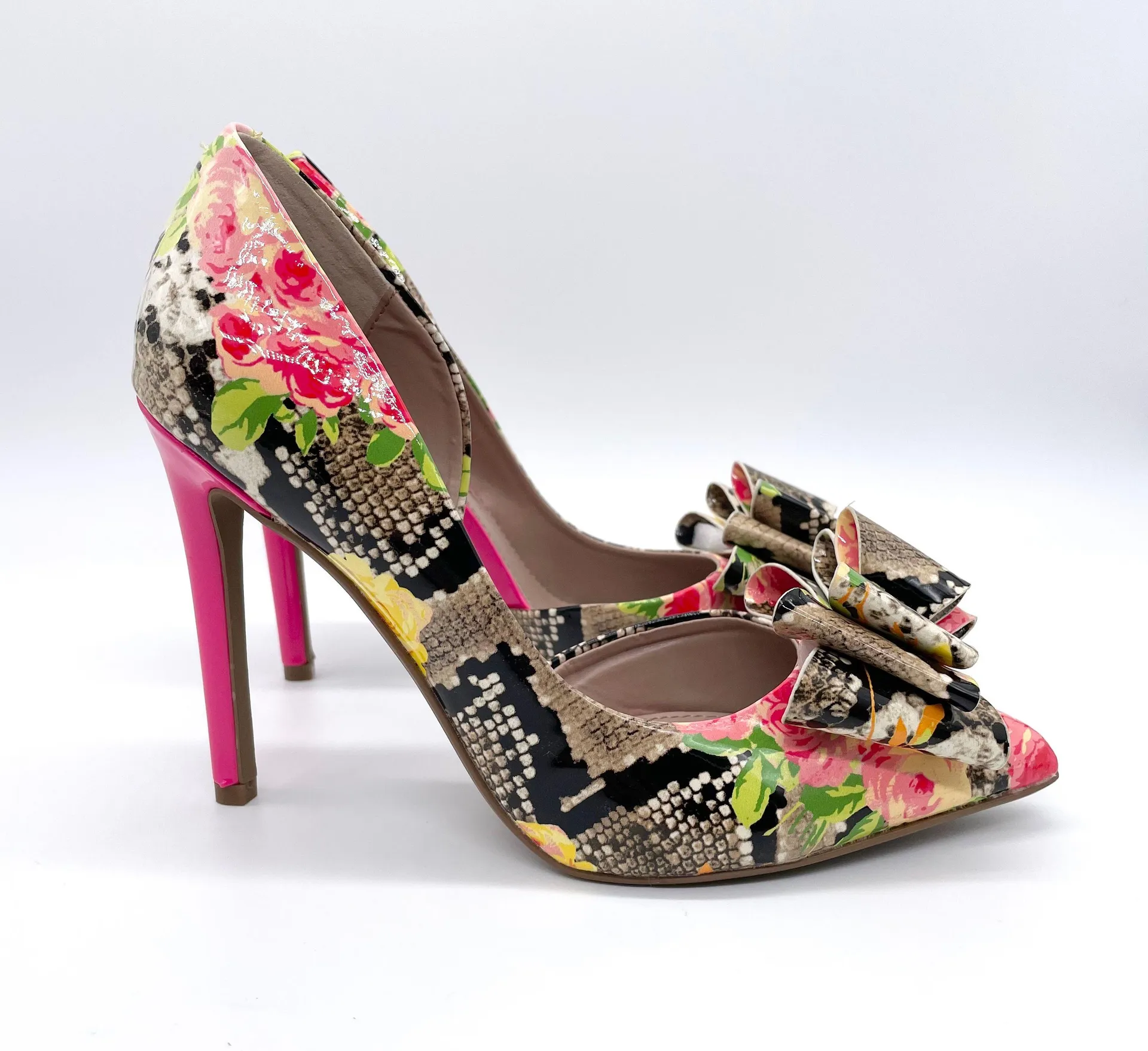 Women's Prince D'Orsay Floral Snake Print Bow Pump - Image 2