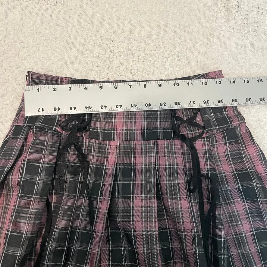 Romwe schoolgirl plaid lace tie mini skirt cosplay small SK 5014 - Image 2
