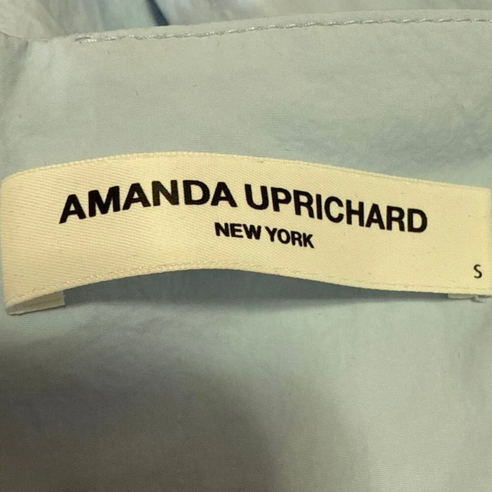 Amanda Uprichard Ariana Blue Short Puff Sleeve Mini Babydoll A-line Dress Size S - Image 4