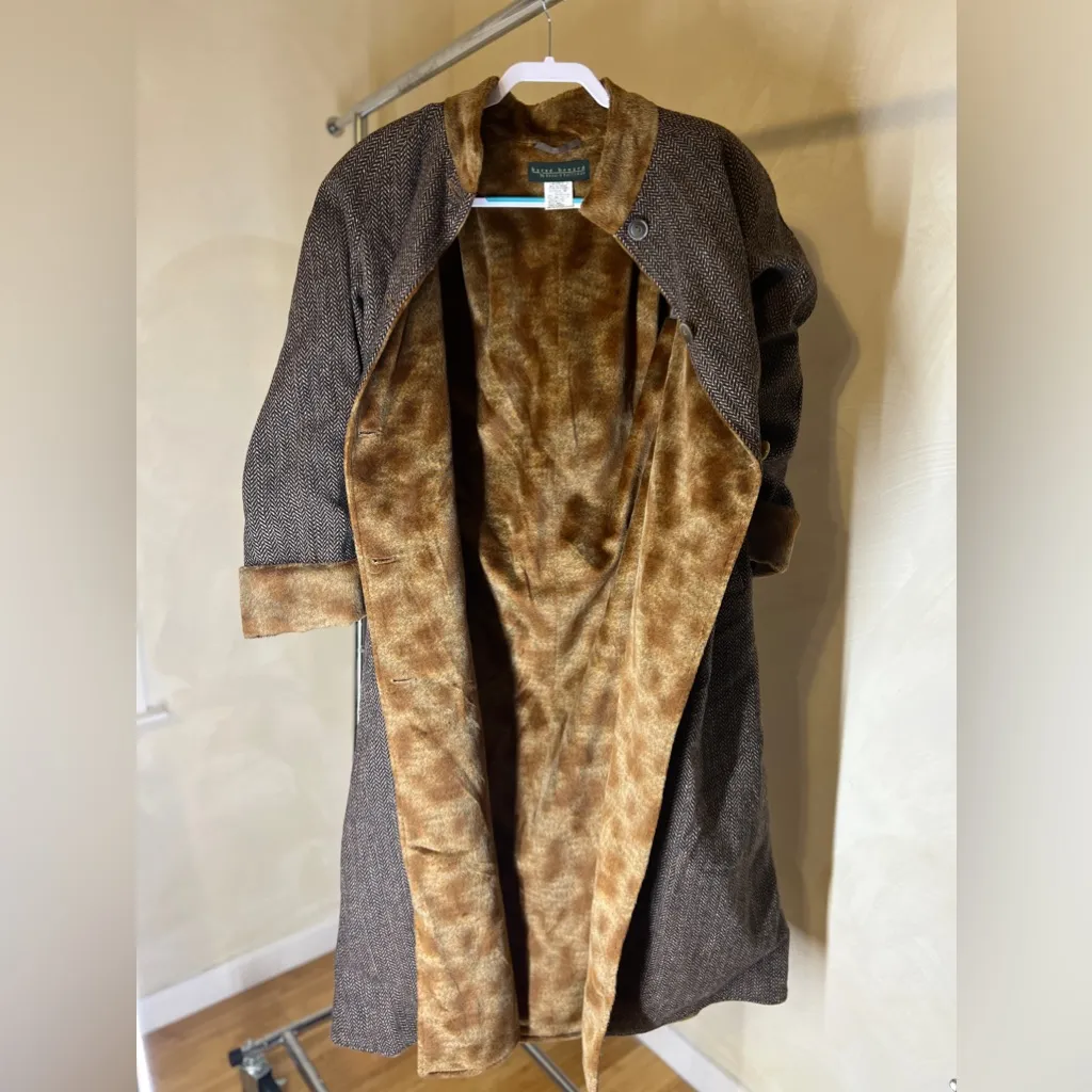 Harve Bernard Brown Tweed Womens Winter Full Length 100% Wool Coat,Ukraine|Sz:10 - Image 14