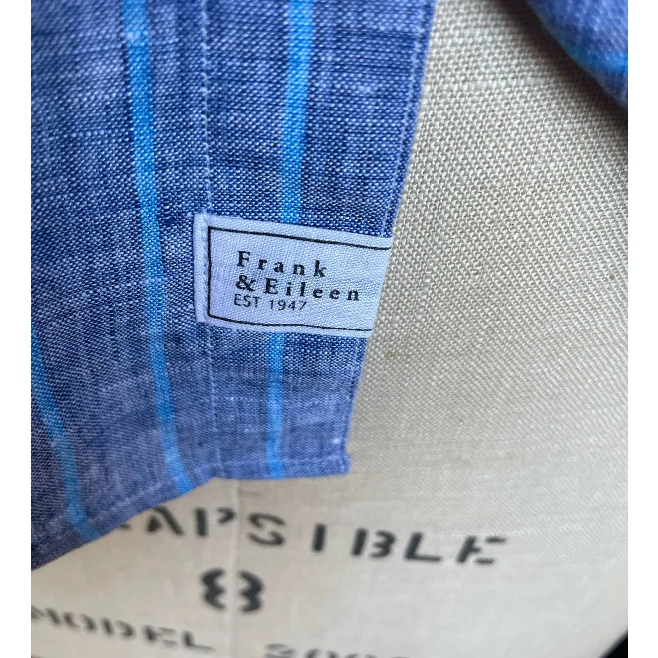 Frank & Eileen Barry Tailored Button Up Linen Blue Stripe Size XSmall XS - Image 7