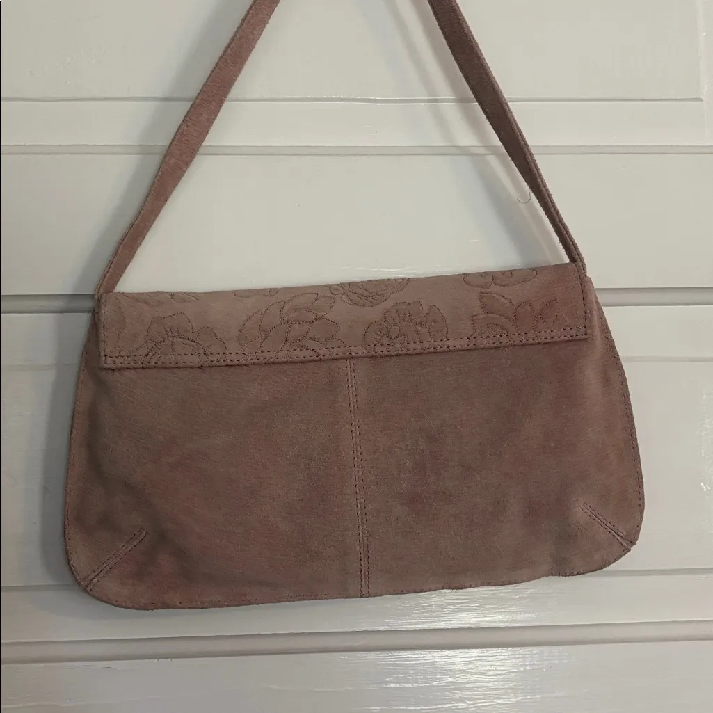 Suede Brown Floral Women's Bag - Image 3