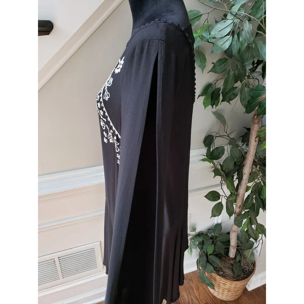 Xhilaration Sheath Dress Womens L Black Embroidered Split Long Sleeve Drop Waist - Image 12