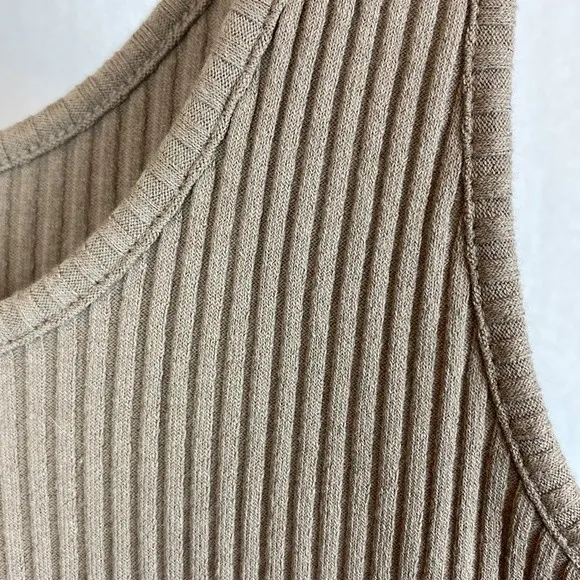 H&M Tan Ribbed Sleeveless Maxi Tank Casual Slip On Dress NEW M - Image 4