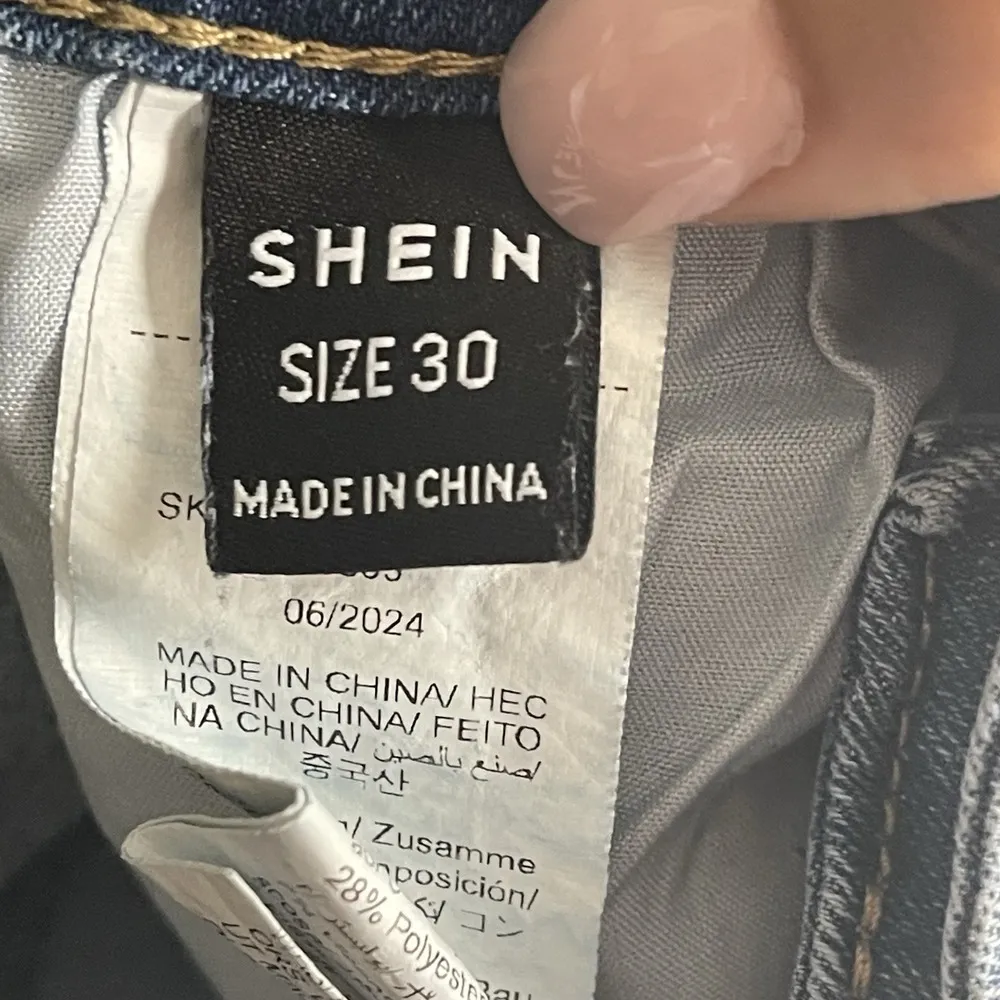 Women's SHEIN High Waist Denim Shirts Sz L Medium Wash Pull on Jean Shorts F-194 - Image 2