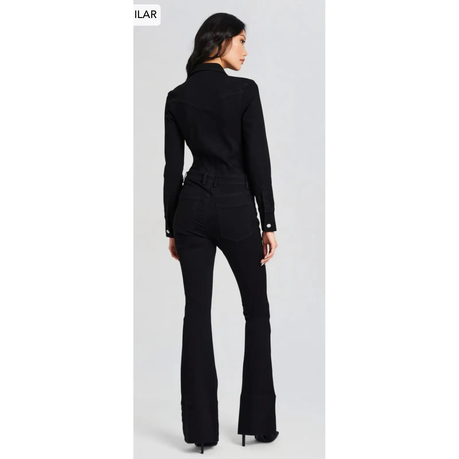 NWT SER.O.YA‎ Deedee Denim Flare Jumpsuit in Black Size Small $448 - Image 5
