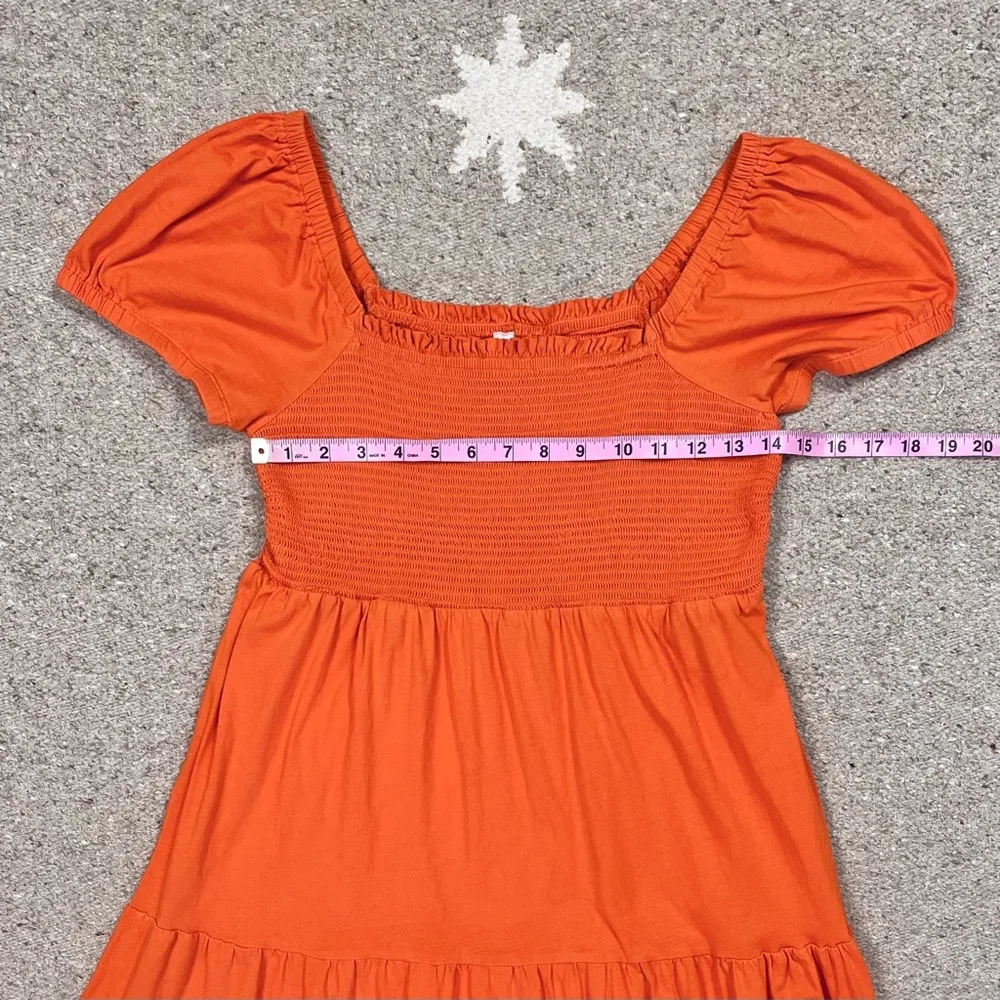 Daily Practice x  Orange Tiered Puff Sleeve Maxi Dress Medium - Image 6