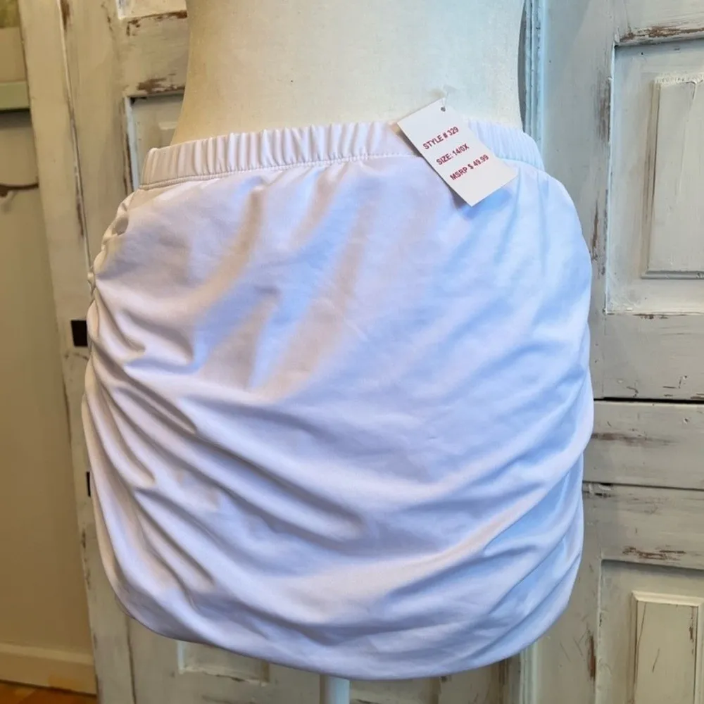 Love My Curves White Swim Skirt Skort Ruched Resortwear Style 329 Plus Size 14 - Image 6