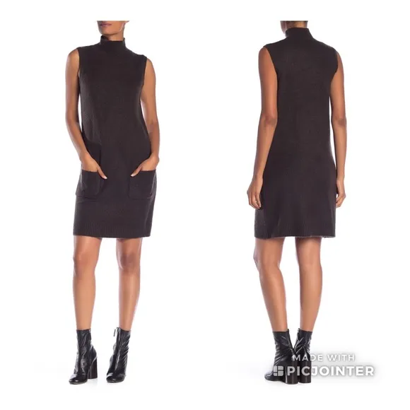 Max Studio Sleeveless Turtleneck Dress Charcoal S Sweater - Image 2