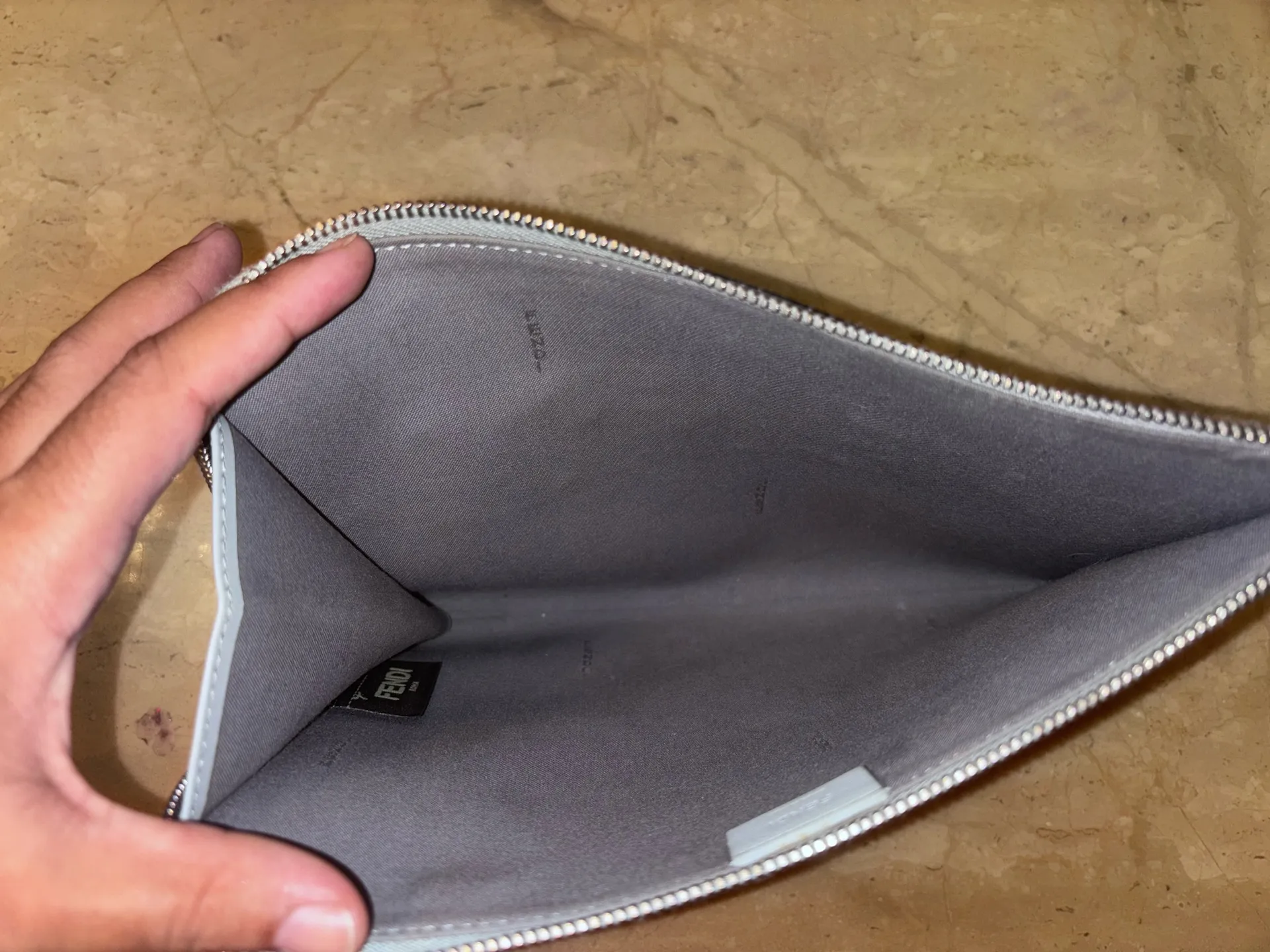 Fendi Vitello fun fair studded zip around pouch Grigio Perla multicolored - Image 7