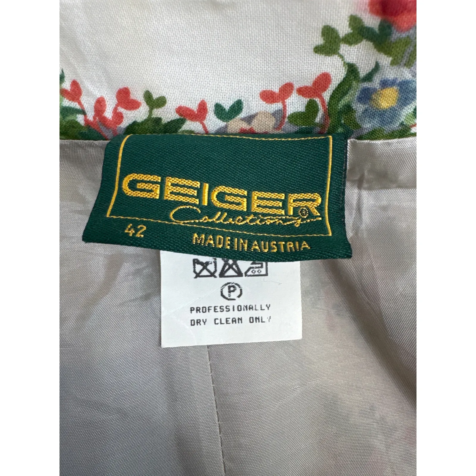 1980s Geiger Austria Floral Cotton Midi Skirt prairie folk retro Size 42 Medium White - Image 12