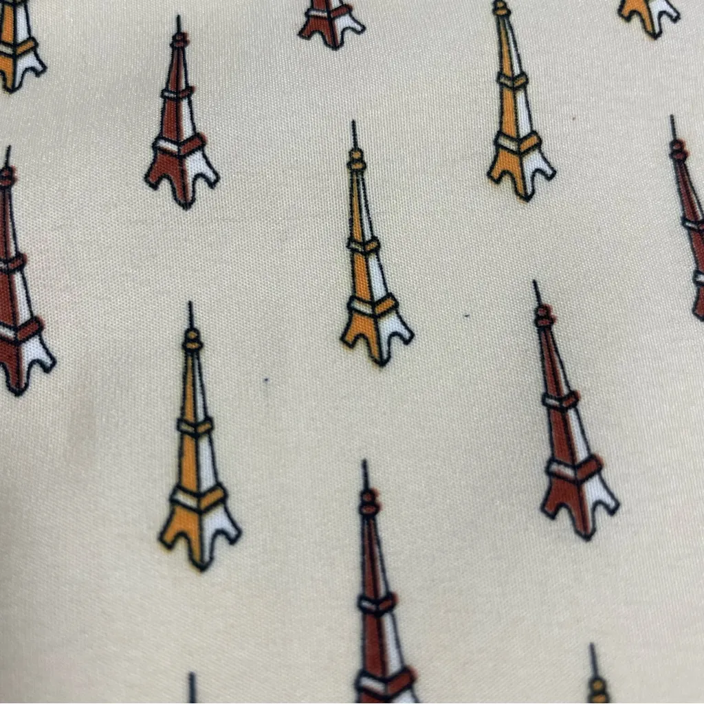 Patricia Scarf Paris Eiffel Tower Print Pattern Cream Navy Blue Playful Women - Image 8