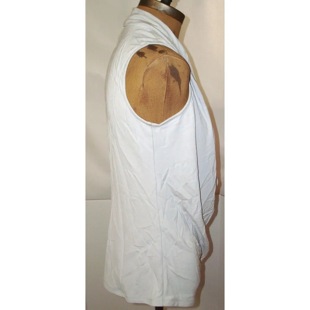 NWT New Designer Josie Natori Top Blouse Light Gray Womens S Cowl Sleeveless - Image 3