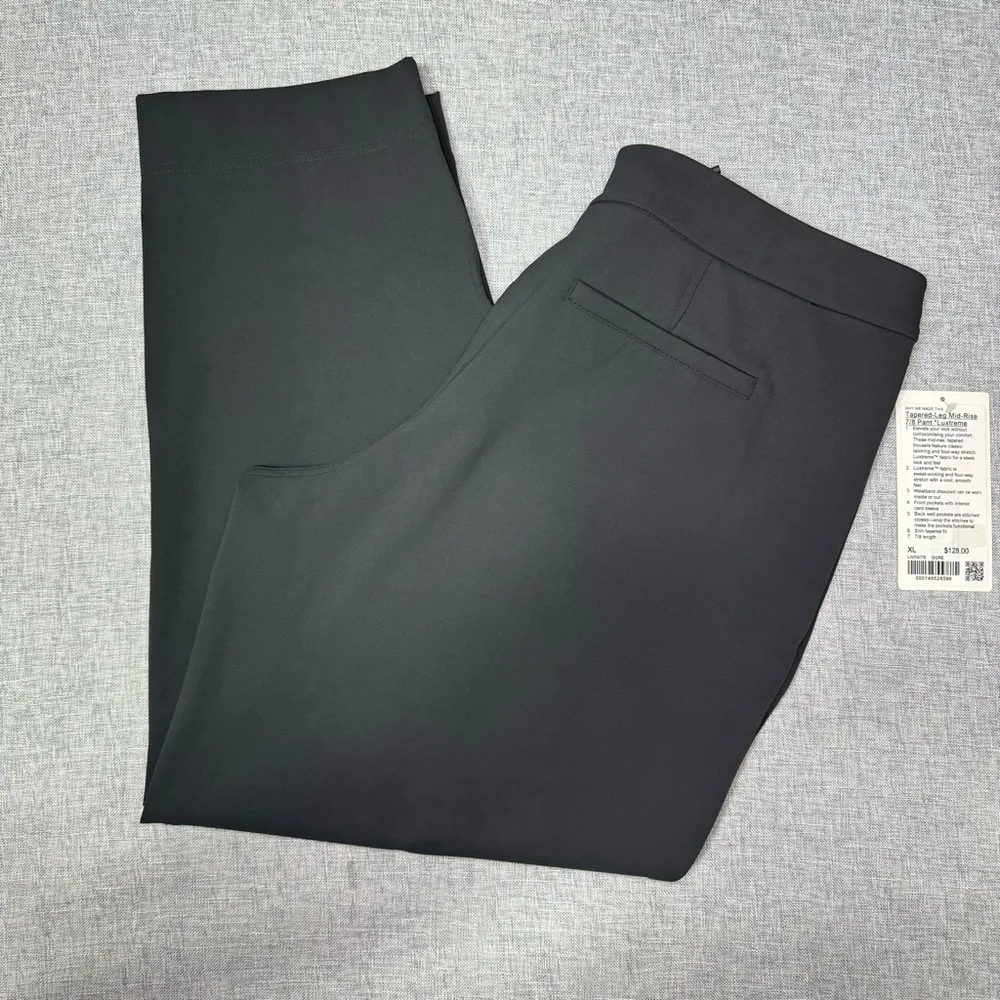 Lululemon Tapered Leg Mid Rise Pant Luxtreme Dress Pants Graphite Grey XL NWT - Image 6