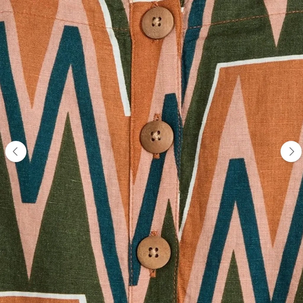 VERONICA BEARD TIFFANY Square Neck Geometric Aztec Linen Blend Crop Tank Top M - Image 4