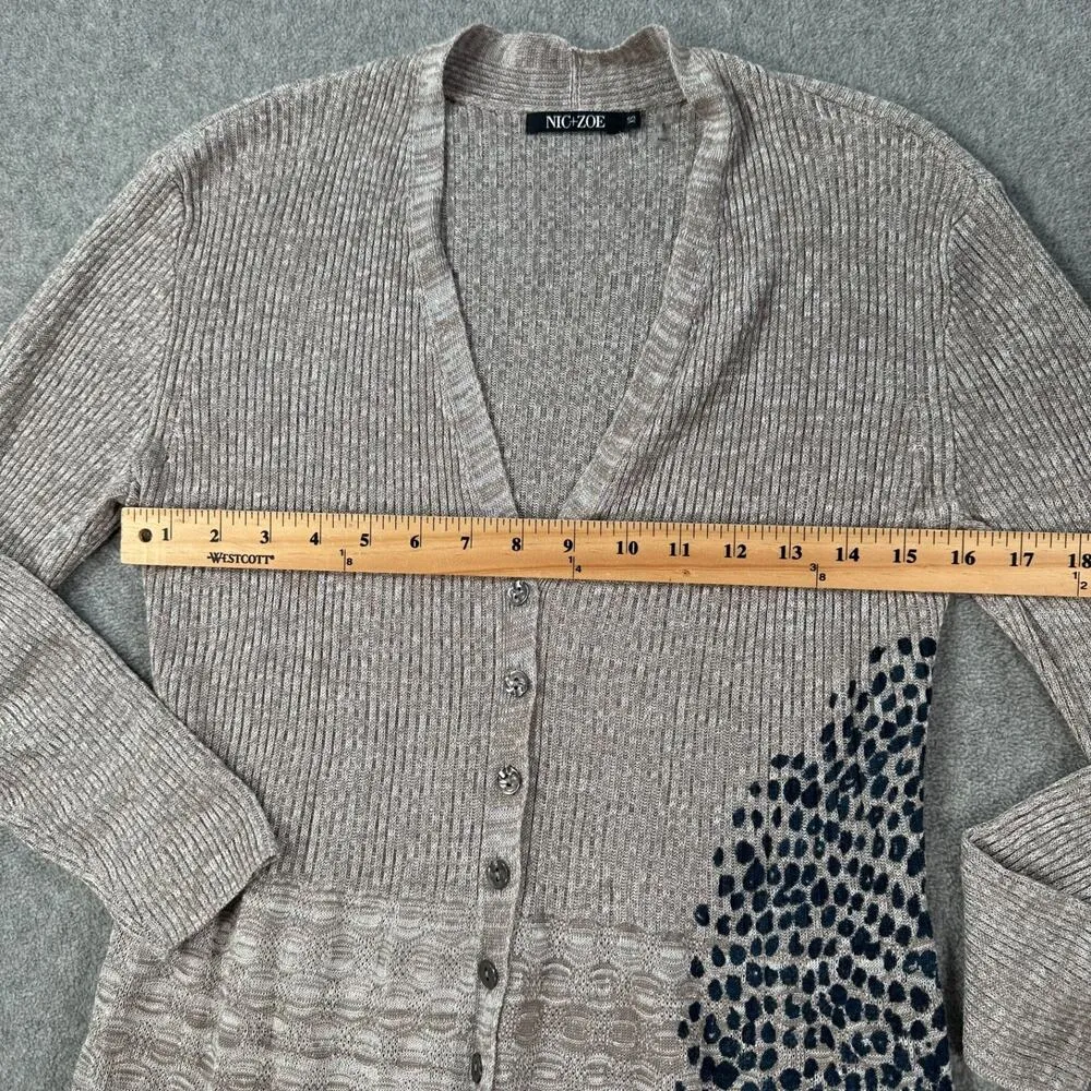 Nic +Zoe Long Cardigan Sweater Duster Size XS Long Sleeve Ribbed Knit Button - Image 7