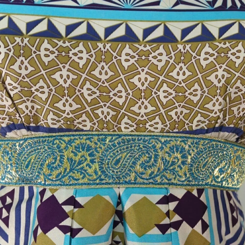 Nicole Miller Collection Multicolor Print Silk Strapless Dress‎ Size 4 - Image 4