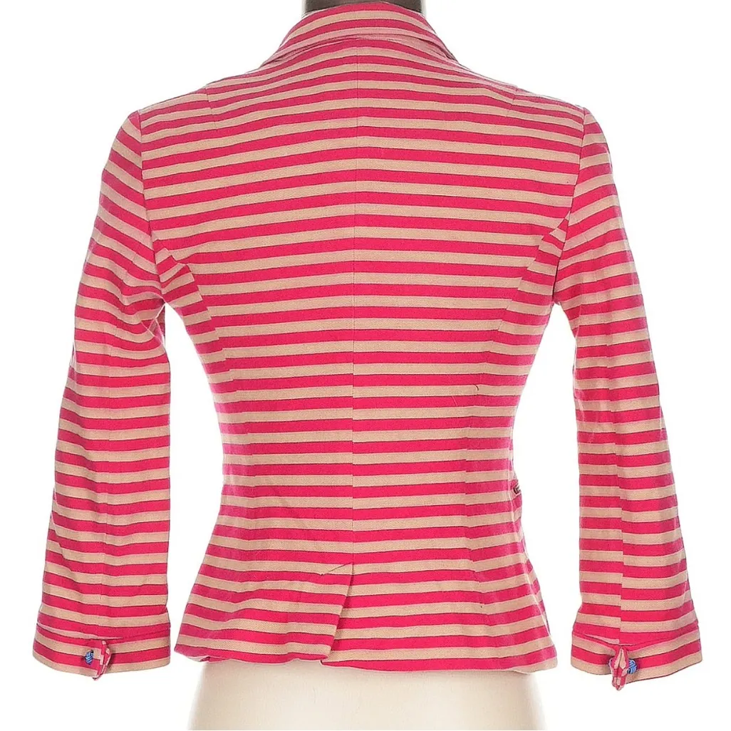 ZARA TRF Collection Pink Cream Tan Stripe Blazer Jacket Size Small Bloggers Fav - Image 6