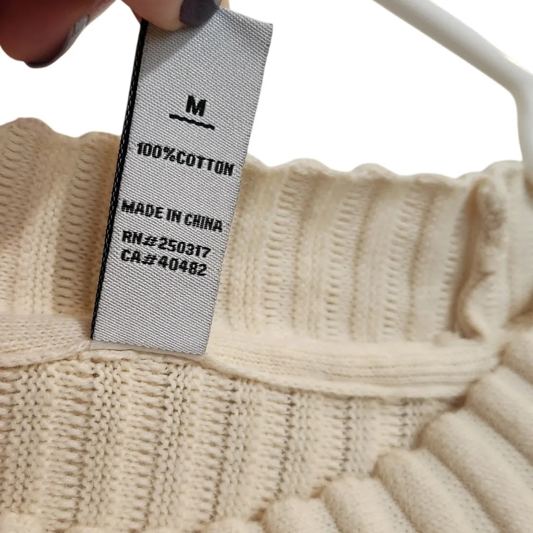 Varley Ivory Long Sleeve Crewneck Knit Rib Cozy Pullover Talbert Sweater Medium - Image 5