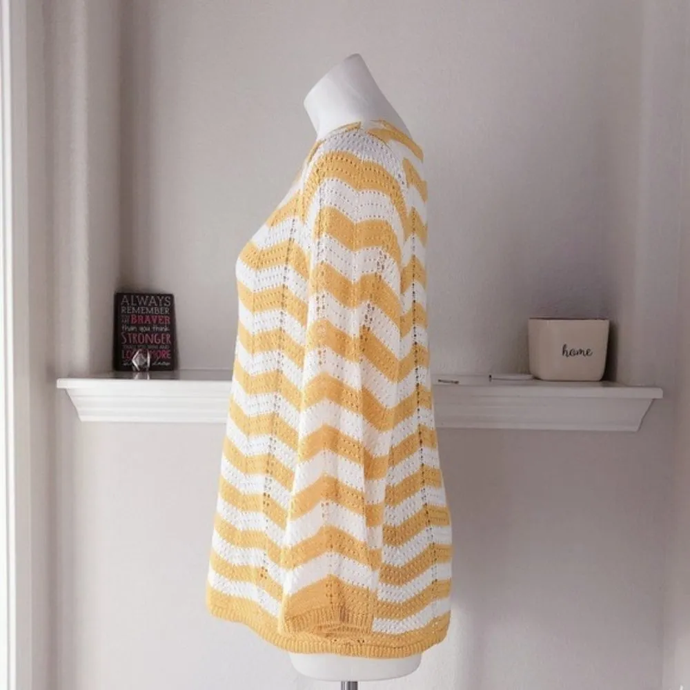 89th & Madison Sweater Perforated Knit Zig Zag Pattern Pullover Size XL - Image 3